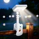 Clip On Solar Lights Outdoor | 92 LEDs 600LM Motion Sensor Lamp for Fence, Camping, Deck & Gutter, 360°Rotatable Adjustable (White)