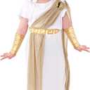 Kid Zeus Costume,Greek God Costume Kid,Ancient Greek Outfit with Headband,Wrist Cover,Halloween Grecian Costume (Small, Gold)