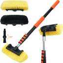 12FT Car Wash Brush with Long Handle, Car Cleaning Brush with 12" Soft Bristle and 12" Hard Bristle, 3-12Ft Telescopic Pole for Scratch-Free Cleaning Truck,RV, Boats,House Siding,Floors,Solar Panels