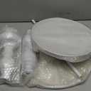 Side Table - Small Round Metal Accent Table for Living Room, Bedroom, Office - Modern Matte Black Pedestal Coffee Table for Small Spaces - 21" Height, Compact Drink Table for Sofa, Corners (White)