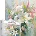 Tucocoo White Lilies Jigsaw Puzzles for Adults 1000 Pieces, Flowers Blooming Garden Art Style Jigsaw Puzzle Colorful DIY Puzzles for Home Decoration Gifts, Family Puzzle Perfect for Game Nights