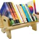 Couch-Style Desktop Bookshelf Organizer - Natural Wood Desk Top Bookshelf for Books, CDs, Magazines, Space-Saving for Home Office/Dorm (1, Oblong)