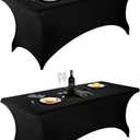 LZY Spandex Table Covers 6 Feet, Stretch/Fitted Table Covers for 6 Feet Folding Table, Rectangular Spandex Table Cloths for Wedding Party or Event (6FT-2PCS, Black)