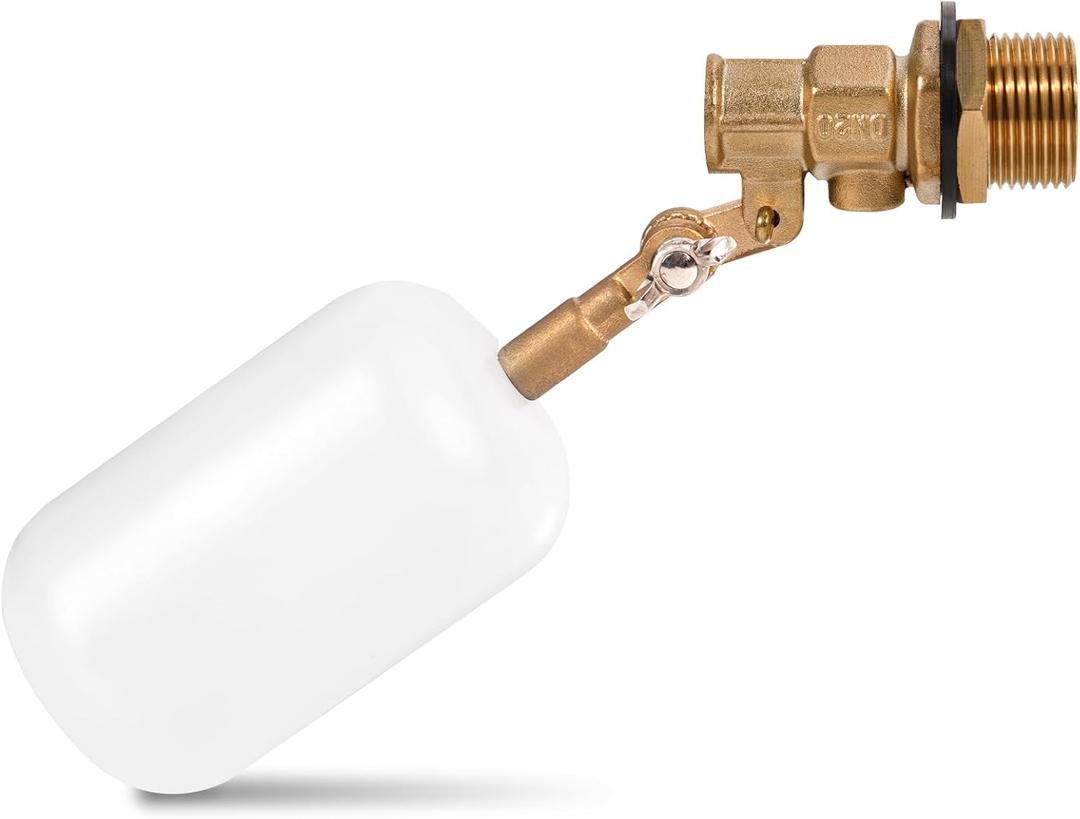 3/4 Inch Float Valve Brass Adjustable Arm Water Level Control Valve 60 PSI Automatic Fill and Shut Off for Water Tank/Livestock Trough/Fountain/Pool/Pond