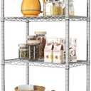 SINGAYE 4 Shelves Adjustable Storage Shelf Wire Shelving Rack Bathroom Standing Units Laundry Room Organization for Kitchen Office Bathroom Organizers Metal Pantry 14" D x 24" W x 48" H Gray (Grey)