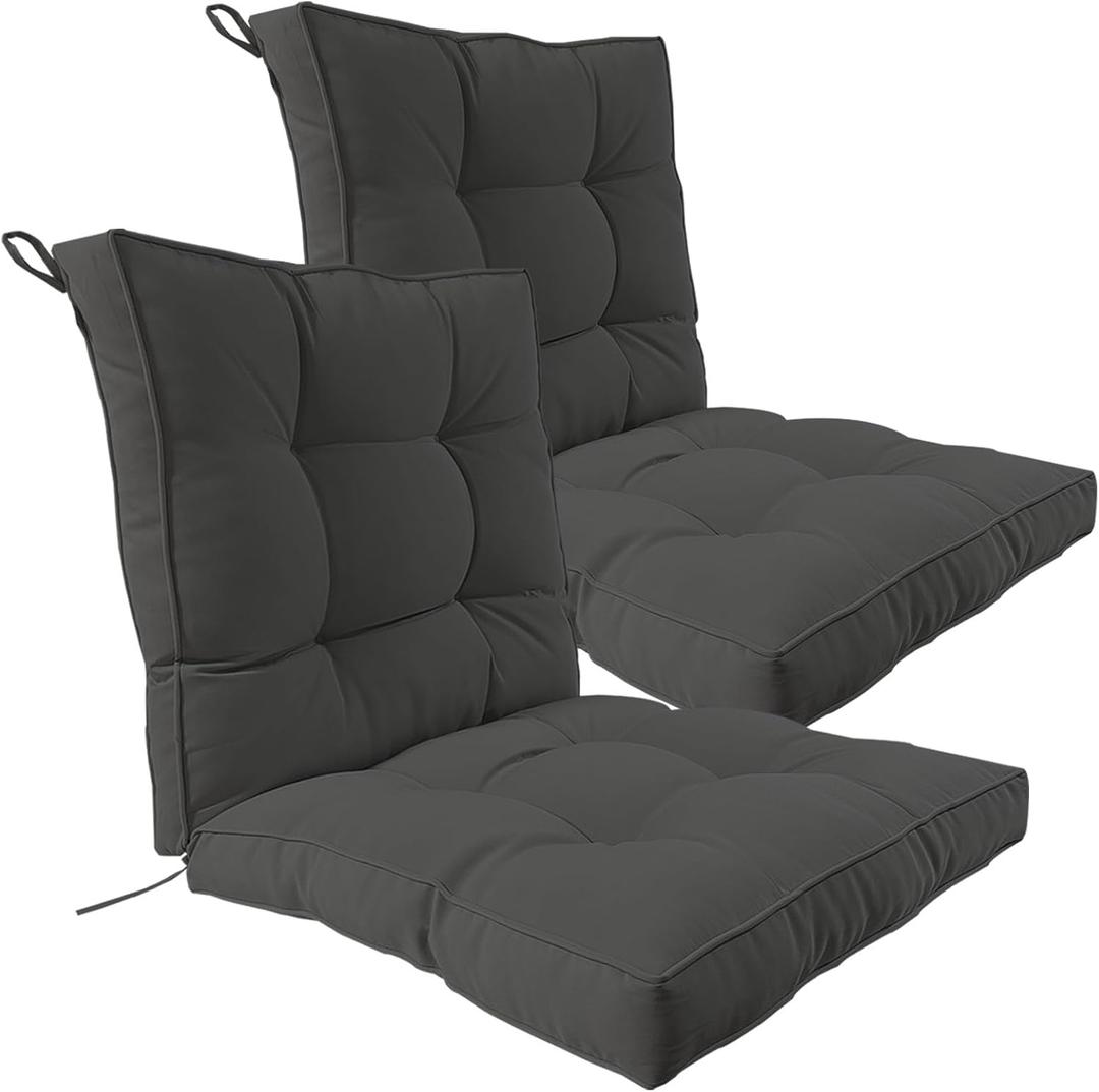 2 Piece Outdoor Patio Chair Cushions, Fade Resistant Outdoor Cushions for Patio Furniture, 6 inch Thickened Rocking Chair Cushions Set (Dark Gray, 24x24x6 inch - 2 Pieces)