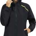 LAZAWG Rain Jackets Women Lightweight Raincoat Hooded Waterproof Windproof Rain Coat for Travel Outdoor (Black, XXL)