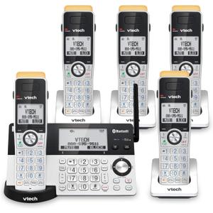 VTech IS8151-5 Super Long Range 5 Handset DECT 6.0 Cordless Phone for Home with Answering Machine, 2300 ft Range, Call Blocking, Bluetooth, Headset Jack, Power Backup, Intercom, Expandable to 12 HS