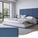 Wall Mounted Upholstered Headboard Queen Size, 9-Pack Peel and Stick Tufted Fabric Panels, Headboard for Adjustable Bed, Cabeceras de Cama Queen, 10"x24" Each, Blue