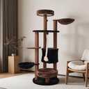64 Inches Multi Level Cat Tree Tower Indoor Large Cats Furniture(Brown)