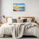 Beach Ocean Waves Canvas Print Wall Art - Sand Sea Sunrise Seaside Coastal Hawaiian Scene - Wall Decor Modern Artwork Paintings Pictures for Living Room Stretched and Framed Ready to Hang - 24" x 36"