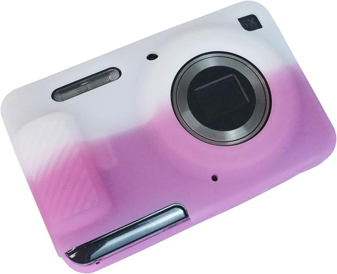 Easy Hood Camera Case for Kodak PIXPRO FZ55, Soft Silicone Cover Anti-Scratch Slim Fit FZ55 DSLR Camera Sleeve Body Skin Travel Protective Case, White Pink