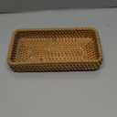 Rattan Bathroom Vanity Trays Toilet Tank Baskets Long Narrow Hand Towel Storage Basket for Storage, Decorative (Natural 10.2 x 4.9 x 1.6 inch)