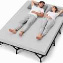 CYMULA Camping Cot Pad 2 Inch Memory Foam, Camping Pad for Folding Cot and Foldable Cot, Portable Roll Up Camp Gear for Car Camping Travel Tent, Non-Slip Waterproof Bottom, Removable Cover, Pad Only