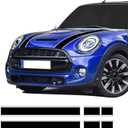 Car Styling Hood Bonnet Stripes Sticker Trunk Rear Engine Cover Vinyl Decal Stickers for Mini Cooper R56 R57 F55 F56 Accessories (Black-White)