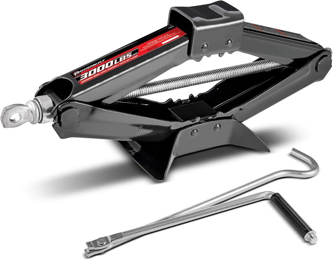 Powerbuilt Mechanical Scissor Jack , 1.5 Ton (3,300 lbs) Capacity, Portable Tire Jack for Car, Truck, Sedans, MPV - 640819