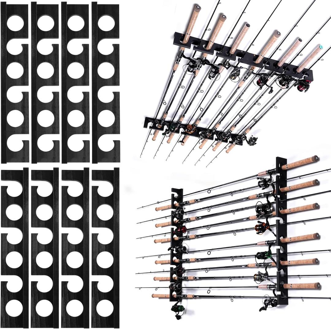 Ghosthorn Fishing Pole Rod Racks Wall or Ceiling Mounted Fishing Pole Rod Holders for Garage Storage Organizer Fishing Gear Equipment for Men Women