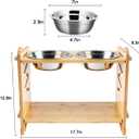 Adjustable Raised Pet Bowls for Cats and Dogs with 2 Stainless Bowls, 5 Heights Bamboo Elevated Stand Pet Feeder with Storage Shelf (Bowl set for Medium to Large breeds)