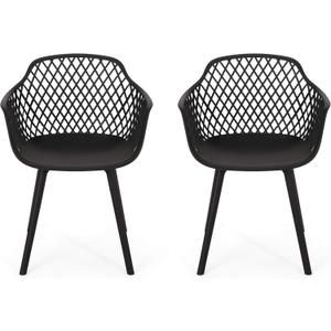 Christopher Knight Home Delia Outdoor Dining Chair (Set of 2), Black Christopher Knight Home Delia Outdoor Dining Chair (Set of 2), Black