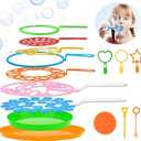B bangcool Bubble Wands Set - Big Bubbles Wand Funny Bubbles Maker with Tray, Nice for Outdoor Playtime & Birthday Party & Games, Suitable for All Age People