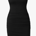 Missufe Women's Short Sleeve Ruched Casual Sundress Midi Bodycon T Shirt Dress ,Size M