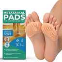 Homergy Metatarsal Foot Pads for Pain Relief - 4 Pack Soft Gel Reusable Breathable Sleeve Pads, Foot Cushions, Forefoot Cushioning Shoe Supports for Women and Men (Beige)