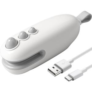 Mini Bag Sealer with Cutter, Rechargeable, Handheld Heat Sealer Machine with Magnetic, Portable Bag Sealer Heat Seal for Keep Food Fresh and Snacks Crispy. White