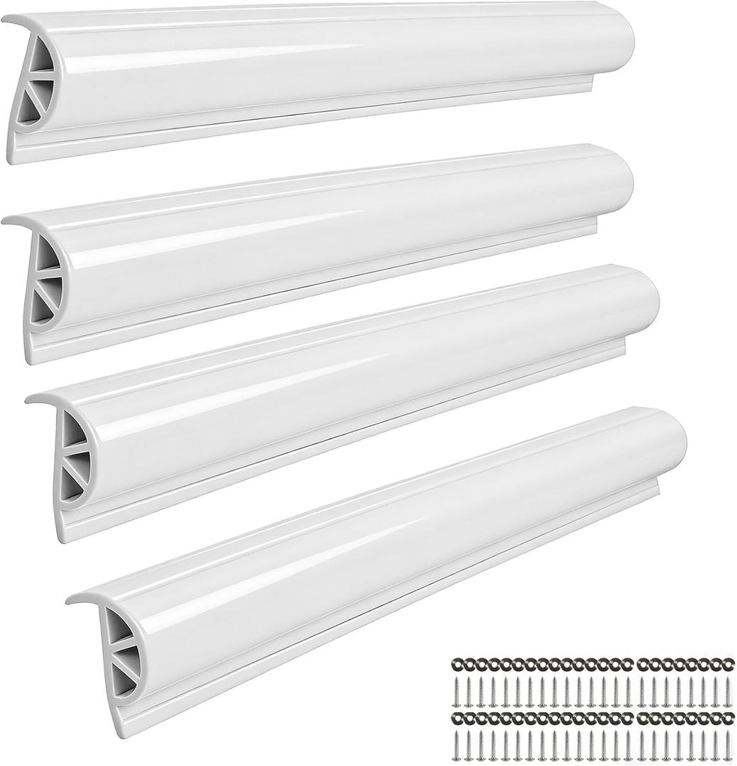 12/16/24FT Marine Dock Bumpers,P-Type PVC Dock Bumper Fenders for Horizontal Decks or Piers Protection,Hardware Inclded(White/Black/Grey)