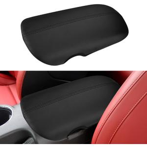 INTGET Center Console Cover for 2026 Ford Mustang Accessories 2015-2025 2016 2017 2018 2019 2020 2021 2022 2023 2024 Ecoboost/GT Armrest Car Arm Rest Box Lid Middle Seat(Black Stitches, 2015-2026)