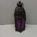 DECORKEY Christmas Lanterns Decorations Indoor & Outdoor, 11 Medium Size Vintage Metal Hanging & Tabletop Candle Holder Decor, Halloween Ramadan Decorations for Home Porch Patio (Purple)