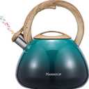 MARSKITOP Whistling Tea Kettle for Stove Top 2.6 Quart, Food Grade Stainless Steel Teapot for Stovetop with Cool Touch Ergonomic Handle, Tea Pot for Stove Induction Cooktop, Green (2.6 Quarts)