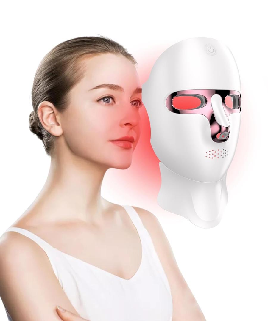 Yahi Red Light Therapy for Face and Neck, Cordless LED Face Mask Light Therapy, Rechargeable and Ergonomic Design for Home & Travel