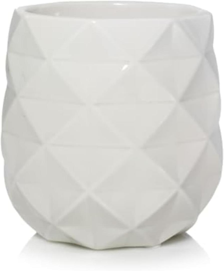 Yankee Candle Langham Collection Scenterpiece Wax Warmer with Auto Timer, White, Multi-Faceted Ceramic, 6-Foot Power Cord