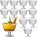 9oz Glass Ice Cream Bowls, Vintage Footed Sundae Cups,Glass Dessert for Dessert, Sundae, Ice Cream,Pudding, Jelly, Fruit, Snack, Cocktail, Condiment, Trifle (12)