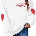 Valentines Shirt Women Love Heart Letter Print Shirts Cute Valentine's Day Long Sleeve Top (X-Large, Xo White)