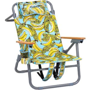 Backpack Beach Chair Wide Seat High Back Folding Camping Chair for Adults 5-Position Recline Supports 400lbs Portable Chair with Cup Holder Cooler Bag Storage Pouch for Outdoor Lawn Picnic