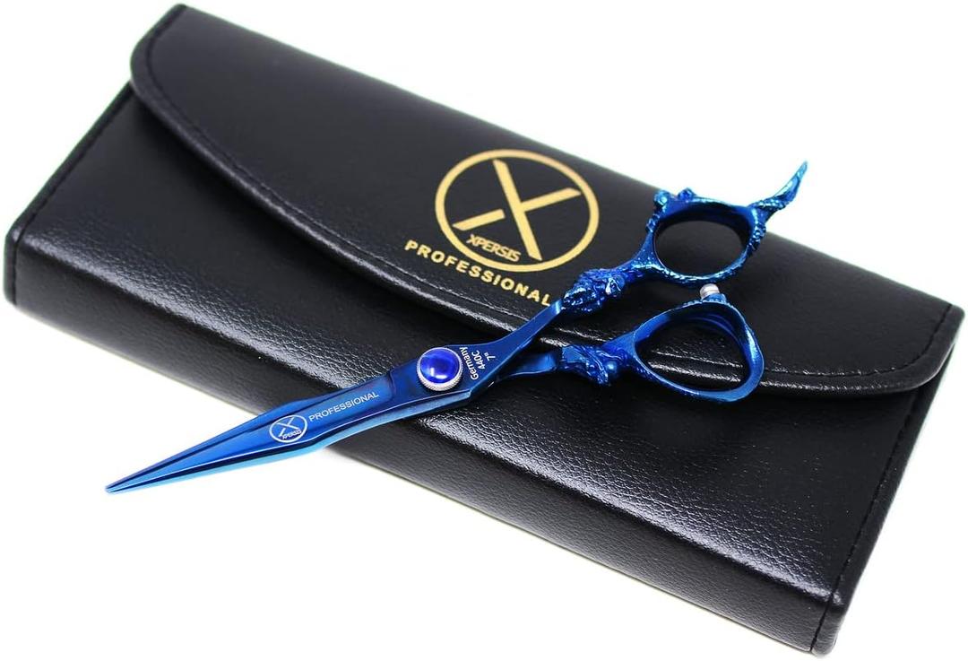 PRO Blue Dragon Hair Cutting Sharp Barber Scissors 7" Light weight German Made Steel With Finger Rest