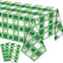 Labeol 3 PCS St Patricks Day Tablecloth, 54"x108" Shamrock Green Disposable Vinyl Rectangle Tablecloth, St Patricks Day Decorations for Irish Festival