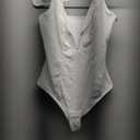 SHAPERIN Women's Deep V Neck Bodysuit Double Lined Plunge Tummy Control Shapewear Thong Body Suits Backless Cami Tank (Large, White)