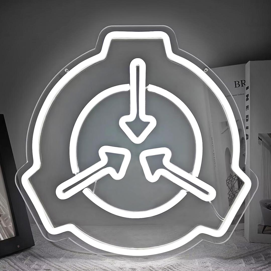 SCP Foundation Neon Sign SCP Led Sign Dimmable Neon Lights for Wall Decor White Light Sign for Bedroom Living Room Laboratory SCP Light Up Sign for Room Wall Art Gifts for Teens
