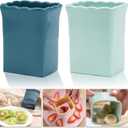 Tulobi 2-Piece Fruit Slicer Set, Stainless Steel, Mini Cup Slicer, Quick Salad Maker, Creative Kitchen Gadget (Navy Blue + Cyan)