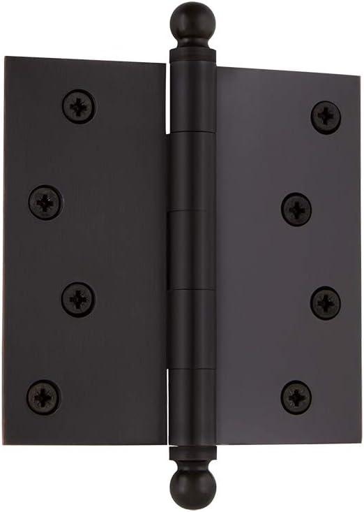 Nostalgic Warehouse Ball-Tip Residential Door Hinge with Square Corners (4 Inch, Oil Rubbed Bronze)