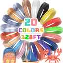 3D Pen Filament Refills 20 Color 1.75mm 3D Pen PLA Filament 3D Printing Pen Refills, Each Color 16.4 Feet, Total 328 Feet Strong Toughness for FDM 3D Printer and 3D Pen