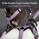 ApakBak No Pull Dog Harness with Handle, Reflective with Leather Trim | Adjustable Easy Walk Harness, Heavy Duty Nylon , Escape Proof Pet Vest for Puppy Small Medium Large Dogs, Purple, S