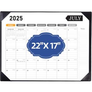 Large Desk Calendar 2025-2026, Calendar with Desk Protecting Pad, Desk Calendar Large 22x17, Runs From July 2025 to December 2026, 18 Months, Big Desktop Calendar for Family Classroom and Office (Black)