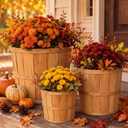 Domensi 3 Pcs Fall Porch Decor Wood Planters Woven Striped Flower Pot