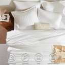 CozyLux Full Size Comforter Sets with Sheets 7 Pieces, White Seersucker Bed in a Bag Textured Luxury Soft Bedding Set with Down Alternative Comforter, Sheets, Pillowcases & Shams for All Seasons