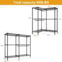 ULIFHOME E15 Garment Rack L Shaped Clothes Rack for CornerFreestanding Clothing Racks for Hanging ClothesHeavy Duty Closet Organizer with 4 Hanging Rods & 8 S Hooks43.4" W x 15.8" D x 78.4" HBlack
