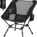 Sportneer Camping Chairs, Folding Chairs for Outside Adjustable Height Beach Chair for Adults Portable Camp Chairs Foldable Compact Backpacking Chair for Camping Hiking Picnic Outdoor (1, Black) (21"x21.5"x26.38")