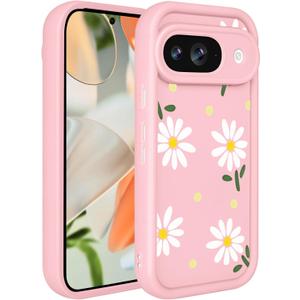 Case for Google Pixel 9,Creative Flower Pattern Slim Case for Women Girls,Enhanced Camera Protection Shockproof Soft TPU Protective Cover for Google Pixel 9-Pink